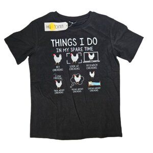 Things I Do In My Spare Time Chicken Lover Shirt Lilicloth Black White Women Sm